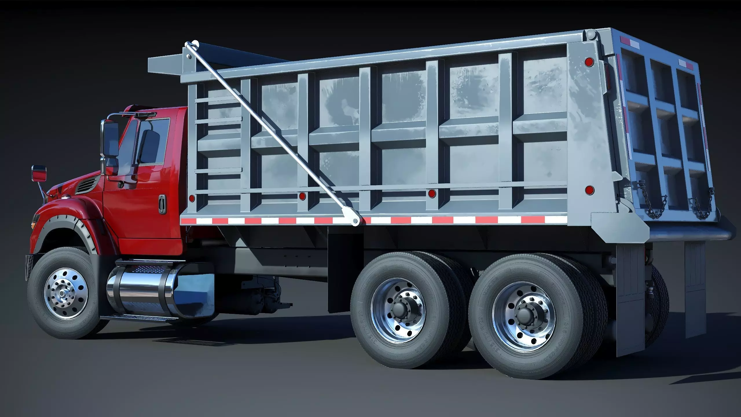 International workstar 7600 Dump Truck Low-poly 3D model_5