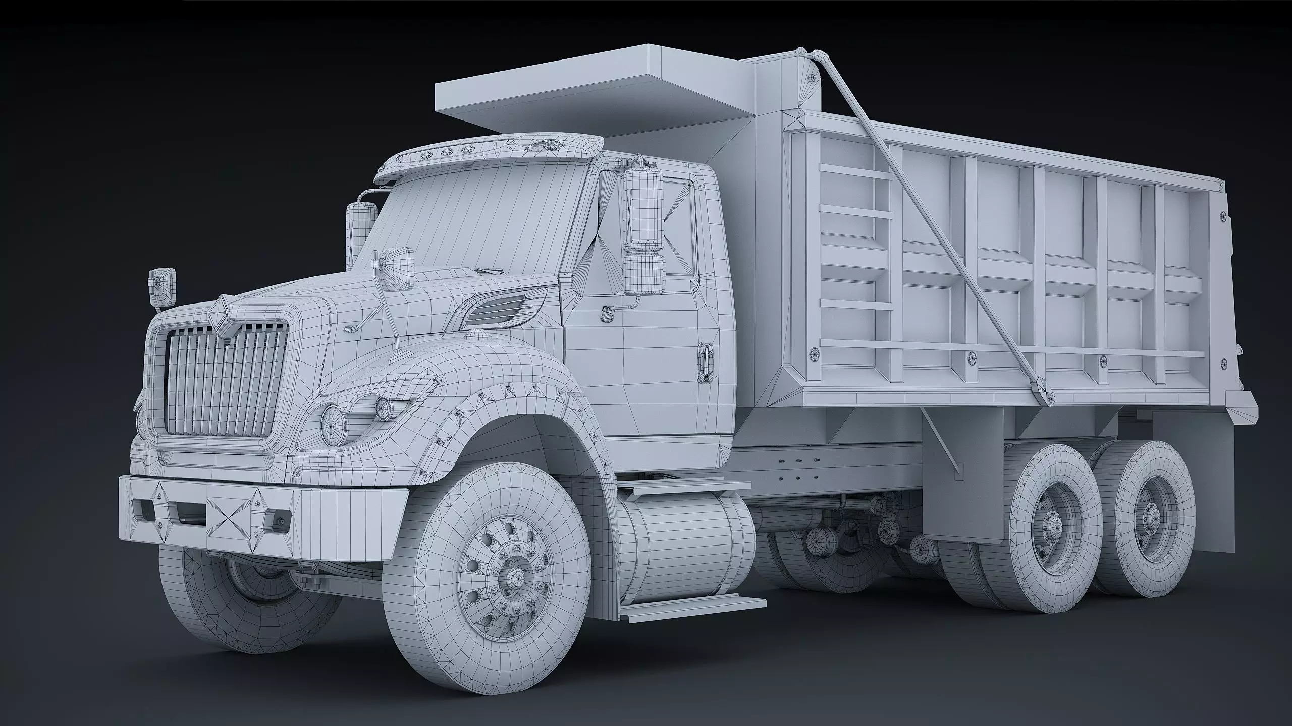International workstar 7600 Dump Truck Low-poly 3D model_23