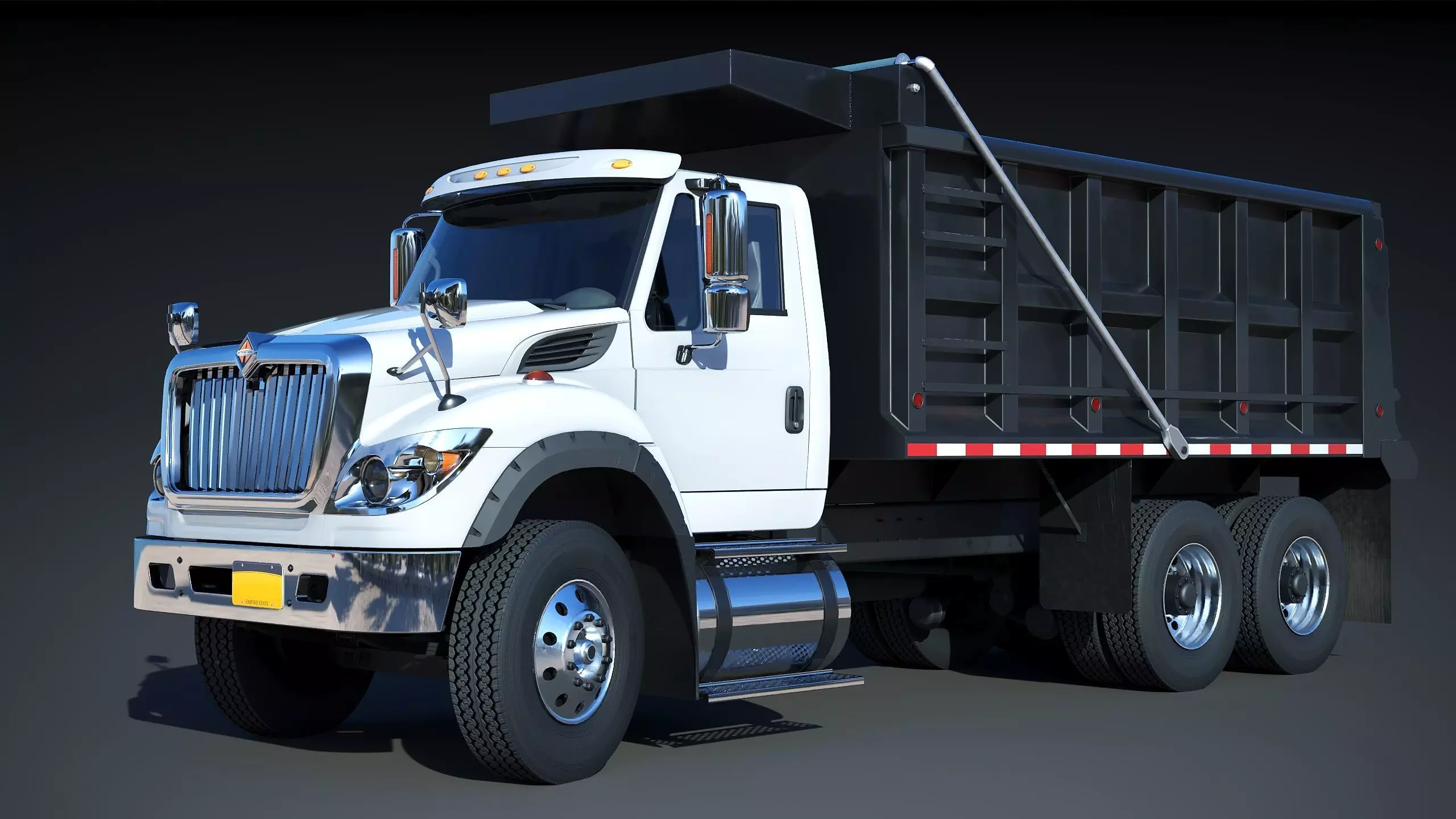 International workstar 7600 Dump Truck Low-poly 3D model_3