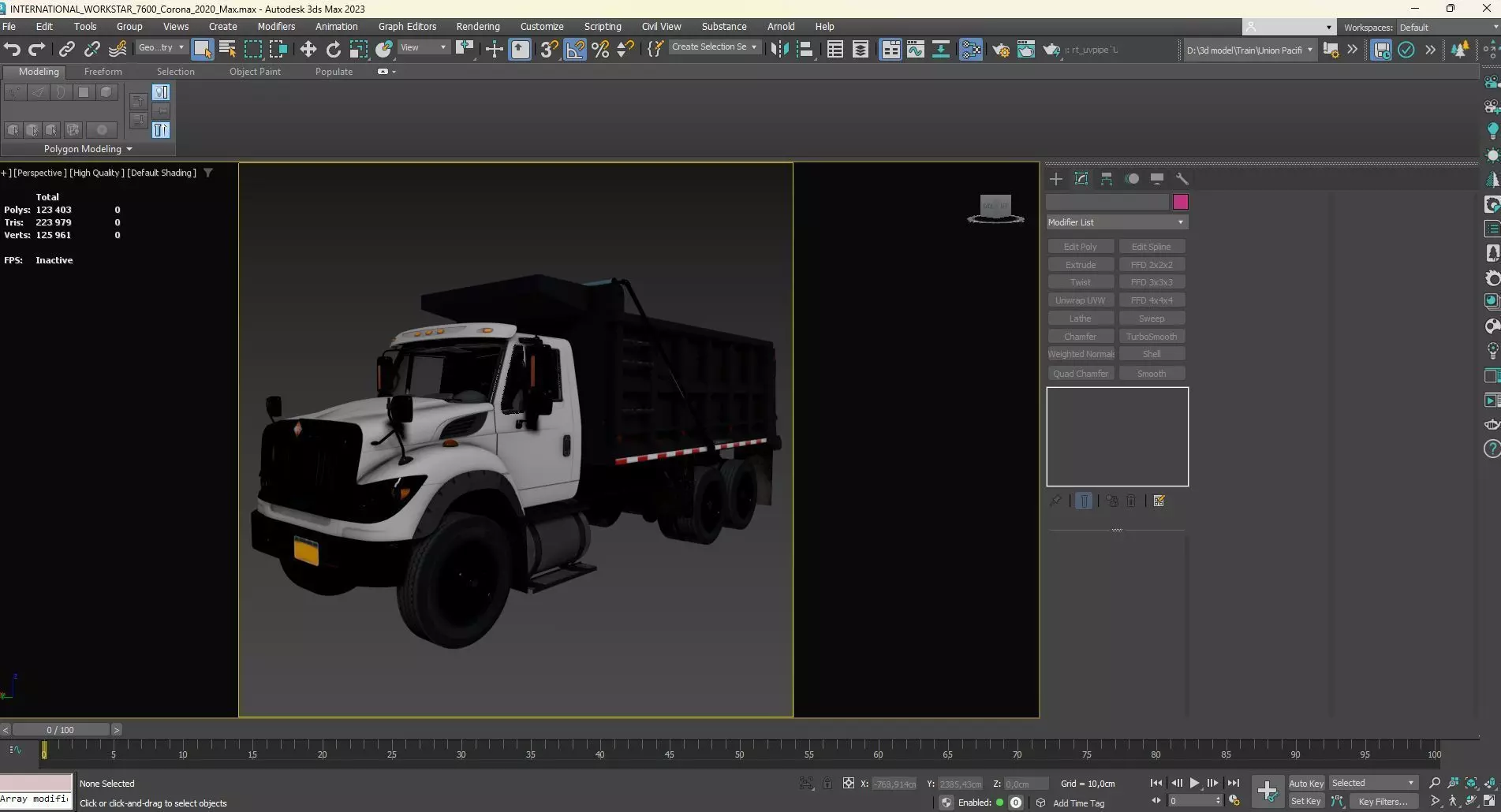 International workstar 7600 Dump Truck Low-poly 3D model_32