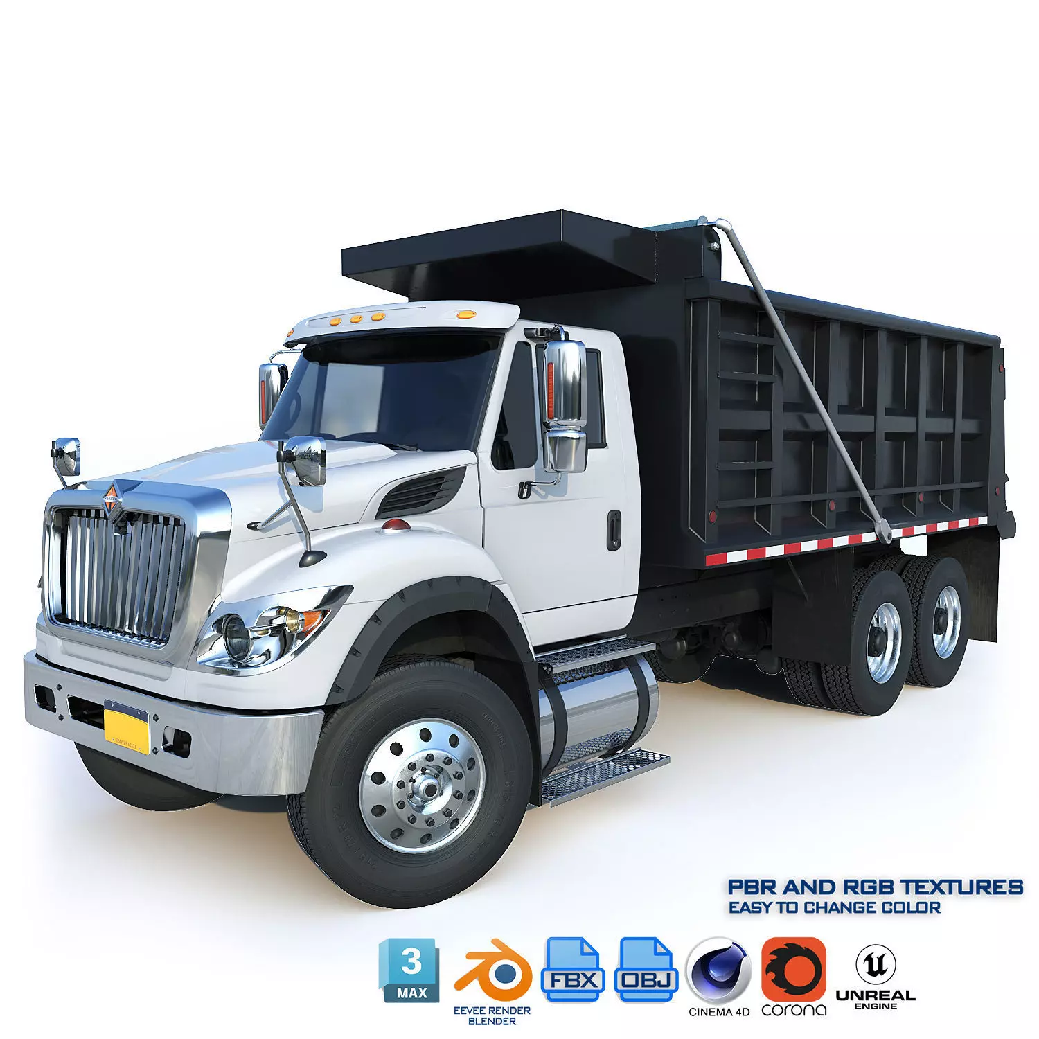International workstar 7600 Dump Truck Low-poly 3D model_0
