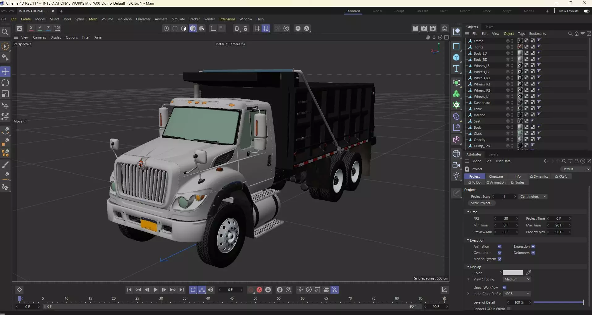 International workstar 7600 Dump Truck Low-poly 3D model_30
