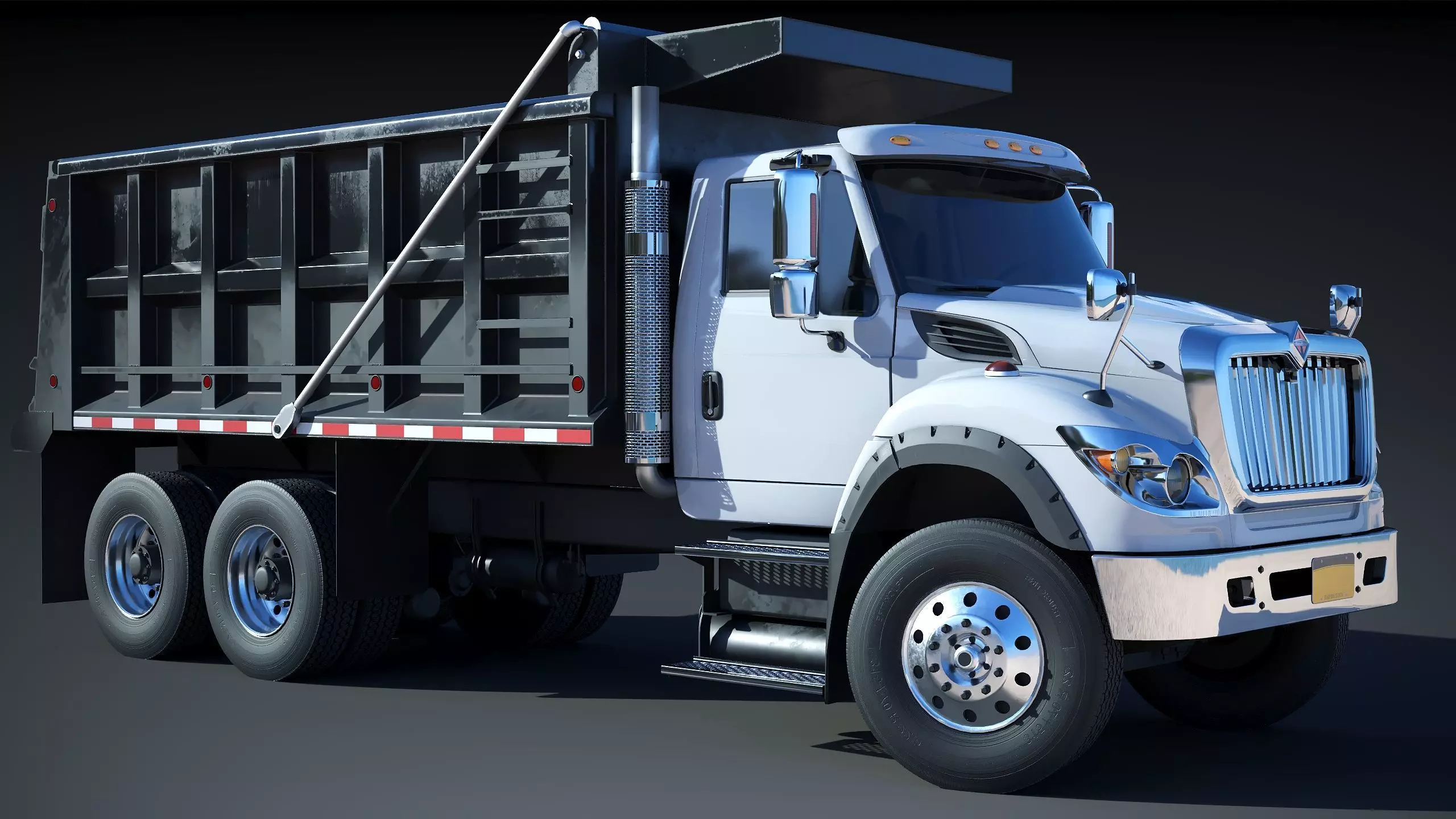 International workstar 7600 Dump Truck Low-poly 3D model_9