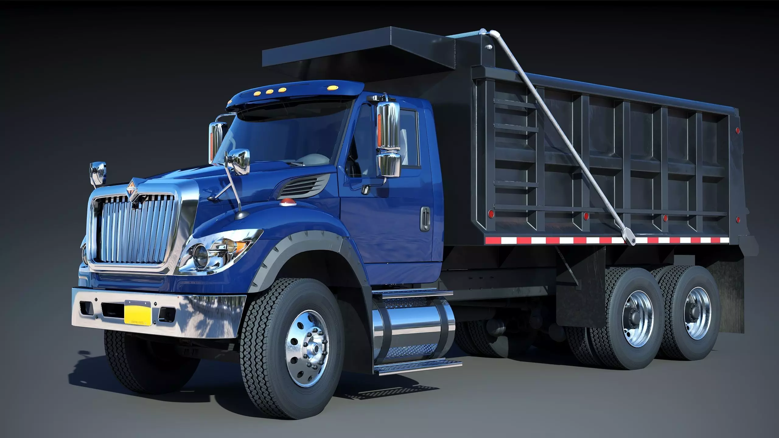 International workstar 7600 Dump Truck Low-poly 3D model_2