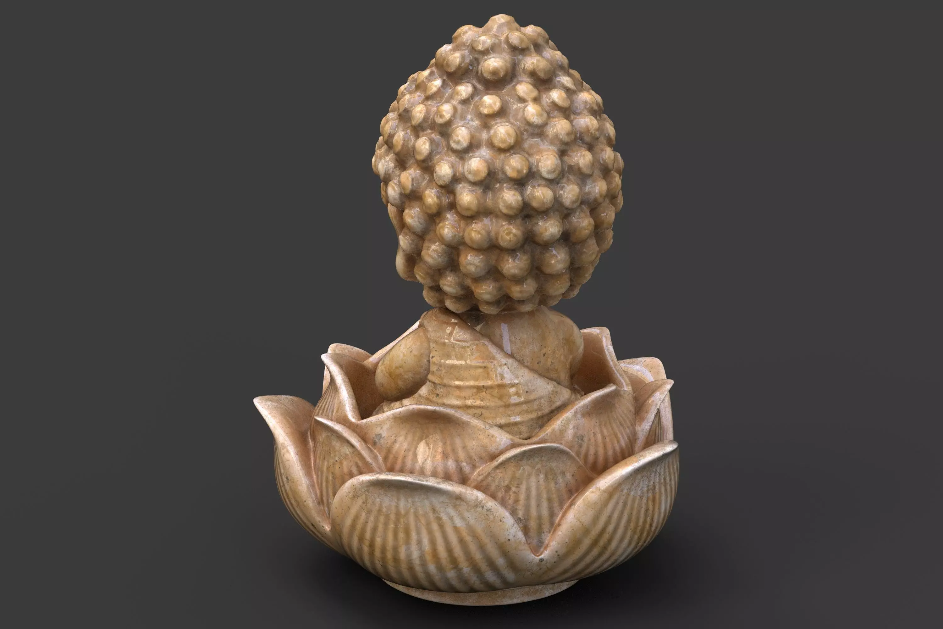 Baby Buddha sitting in lotus statuette 3D model_5