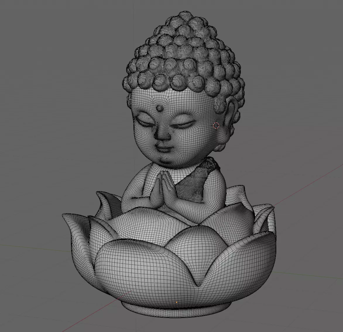 Baby Buddha sitting in lotus statuette 3D model_8
