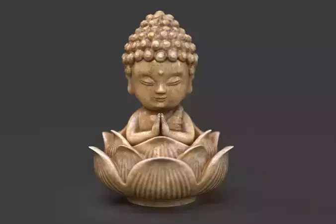 Baby Buddha sitting in lotus statuette