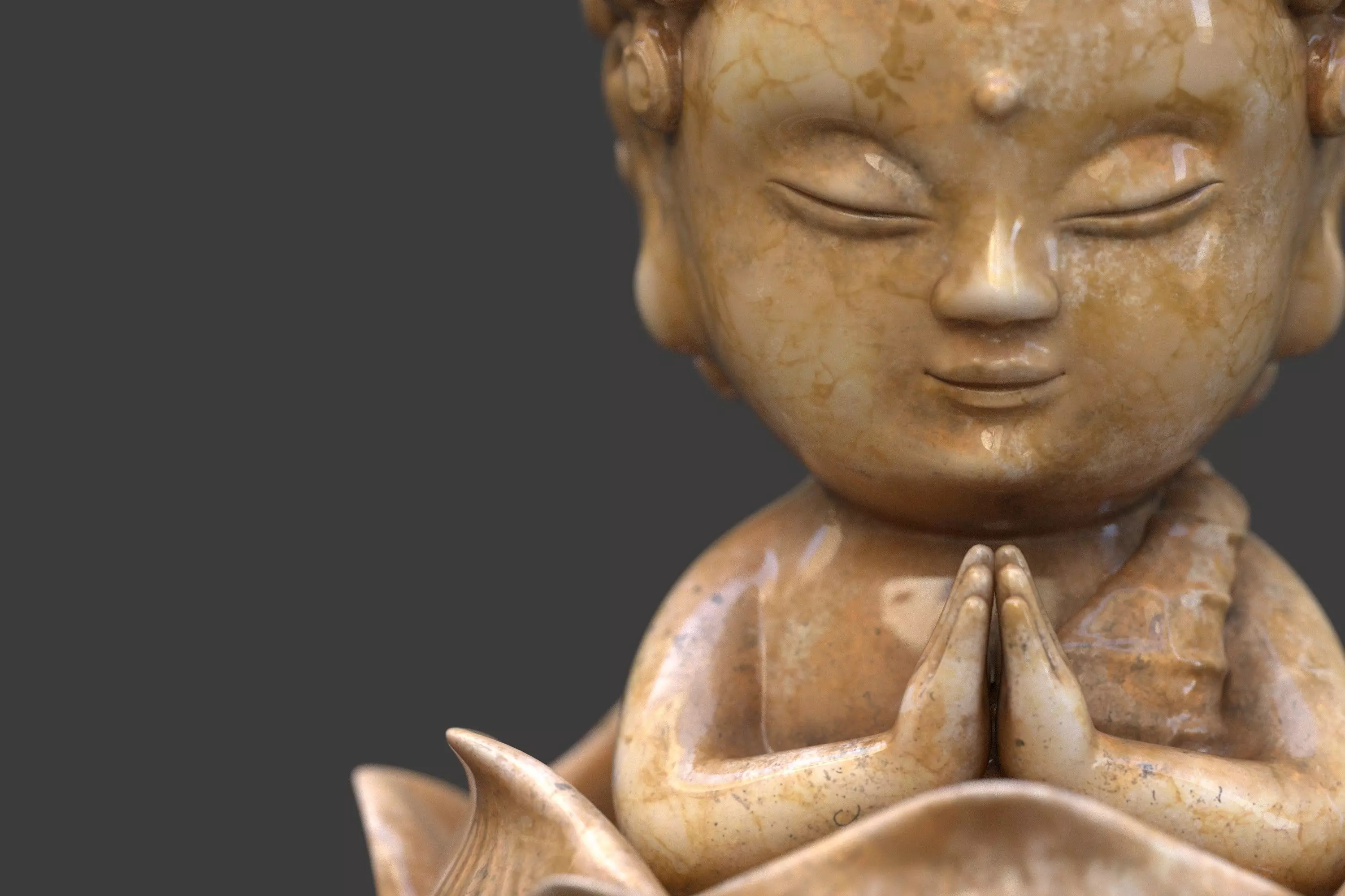 Baby Buddha sitting in lotus statuette 3D model_1