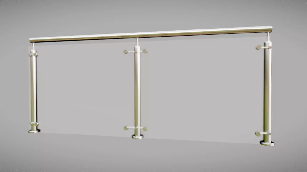 Frosted Glass Balcony 3D model_0