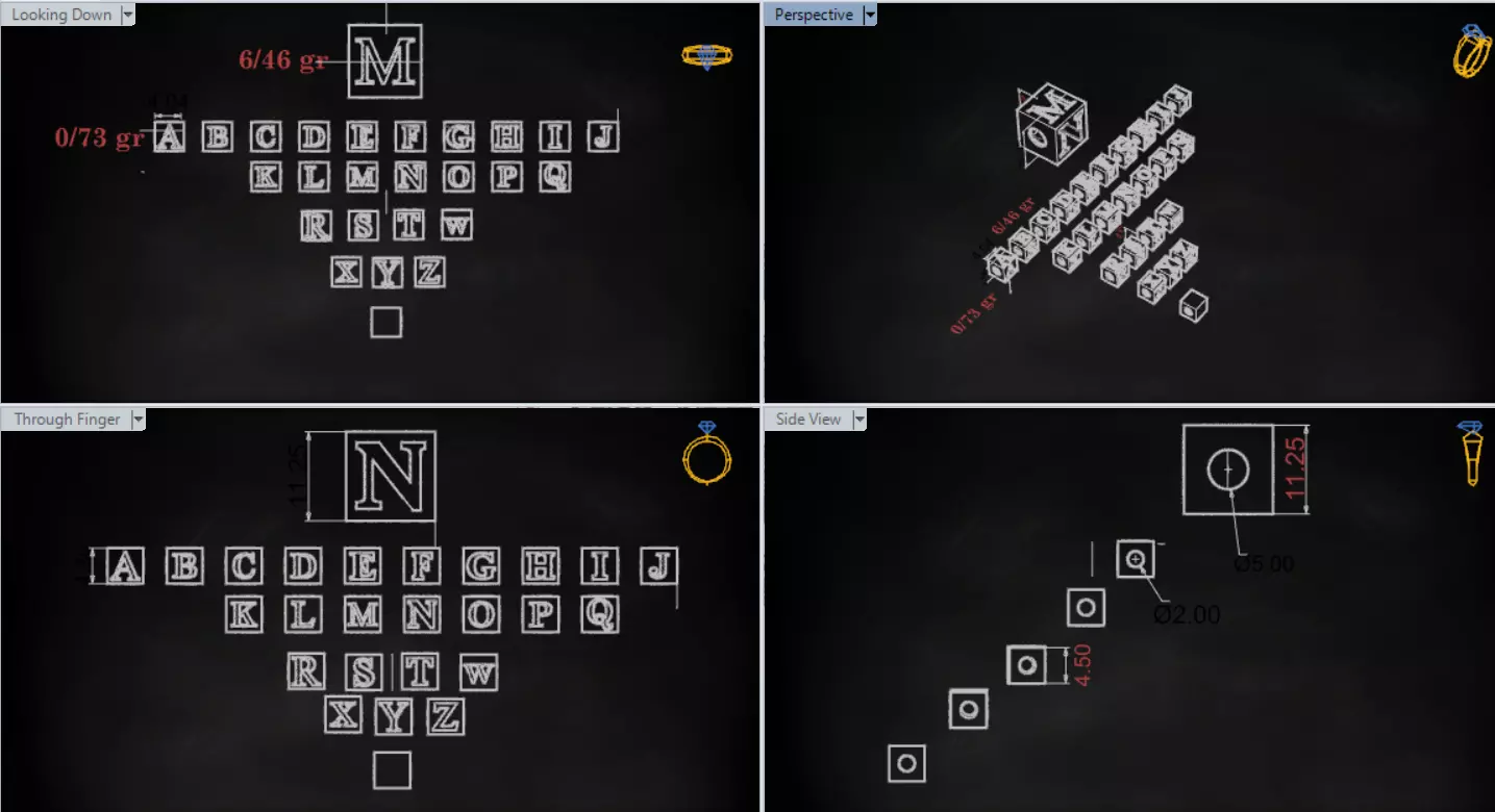 Pendant Alphabet symbol of self awareness personal style gp0481 3D print model_10