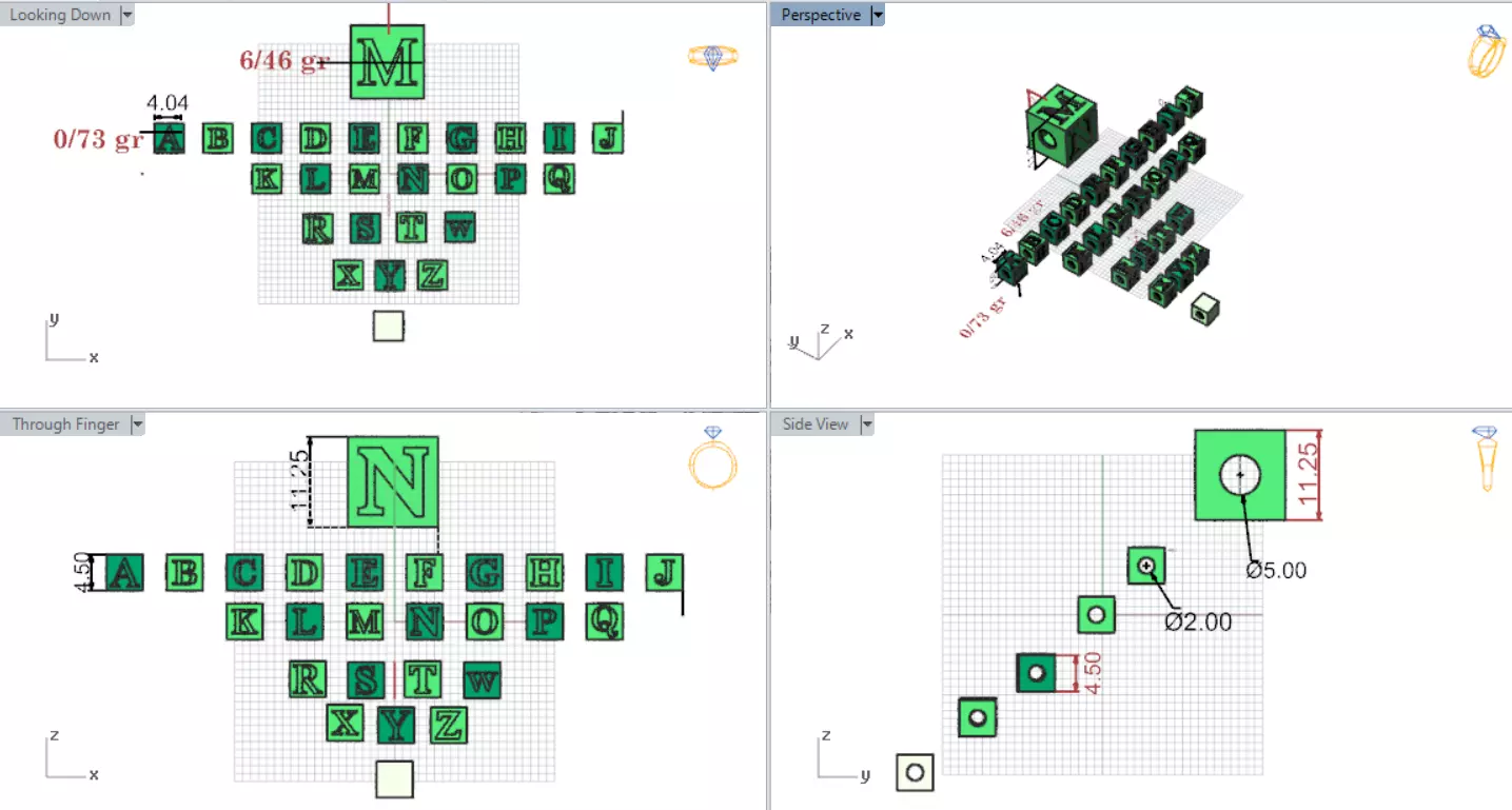 Pendant Alphabet symbol of self awareness personal style gp0481 3D print model_9