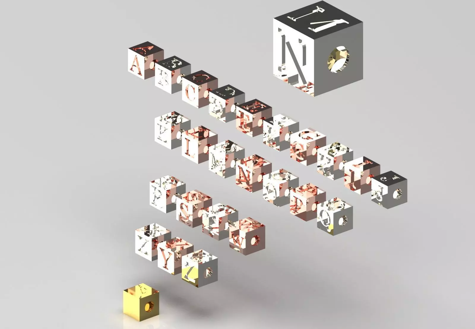 Pendant Alphabet symbol of self awareness personal style gp0481 3D print model_4