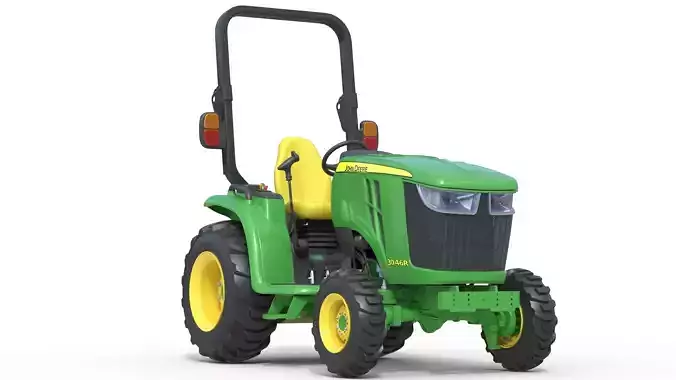 John Deere 3046R Compact Utility Tractor Low-poly 3D model