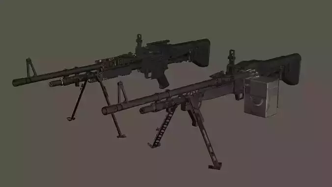 M60E3 And M60E4 Low-poly 3D Model Low-poly 3D model