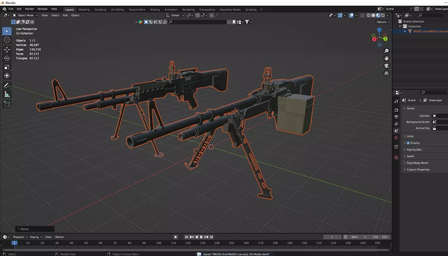 M60E3 And M60E4 Low-poly 3D Model Low-poly 3D model_10