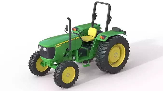 John Deere 5050D Tractor Low-poly 3D model