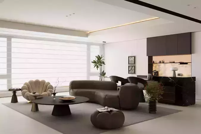 The Italian - style living and dining room