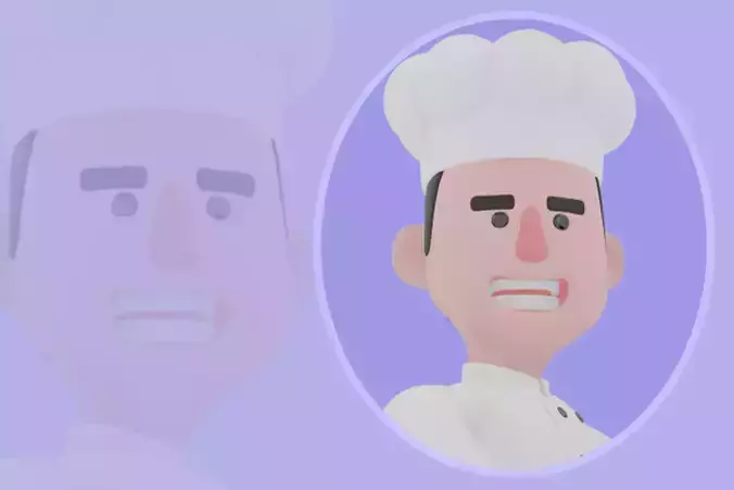 Stylized 3D Male Chef Character - Cook Serving Roast Chicken