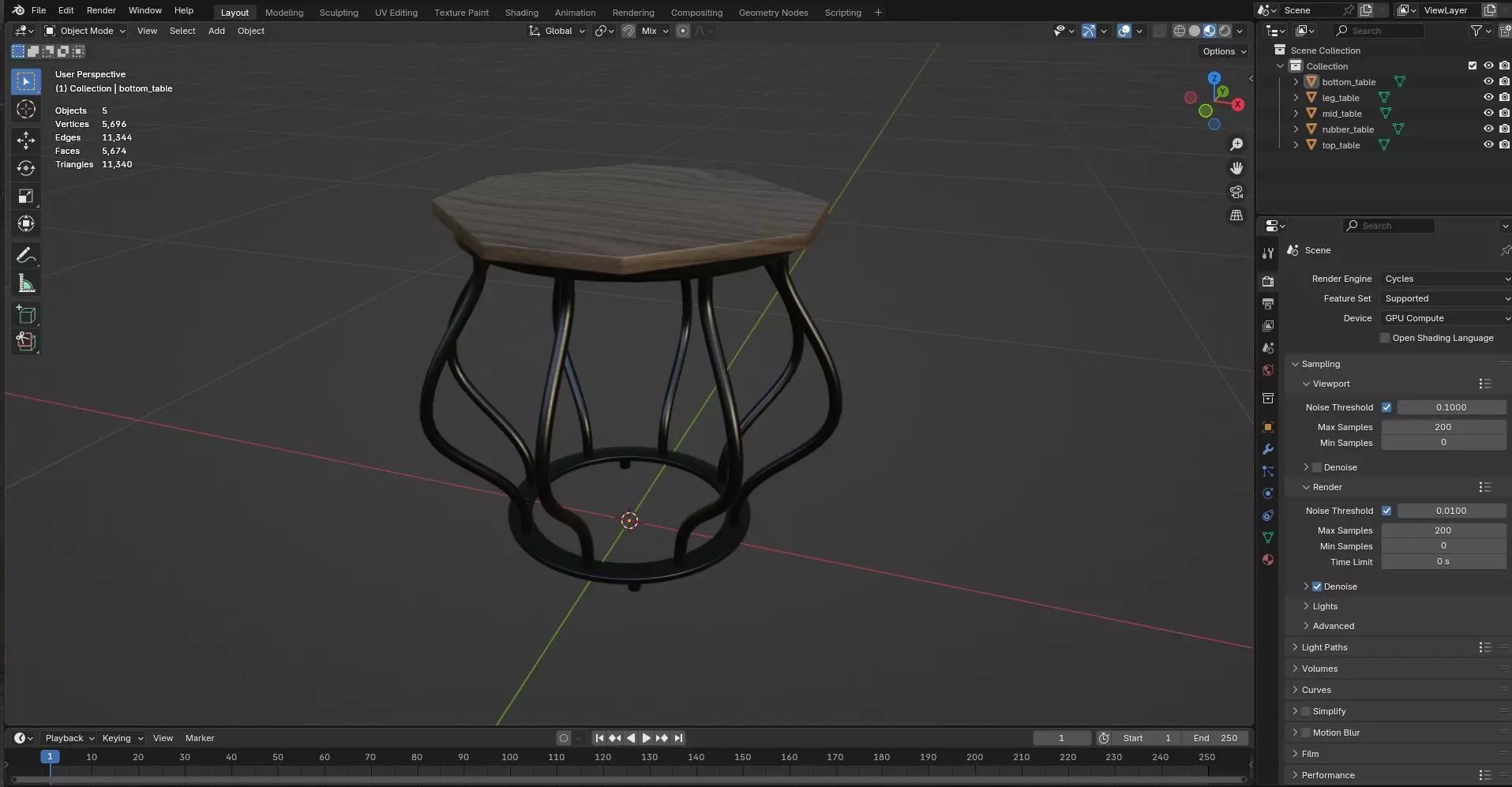 Octagon Table CG64 3D model_8
