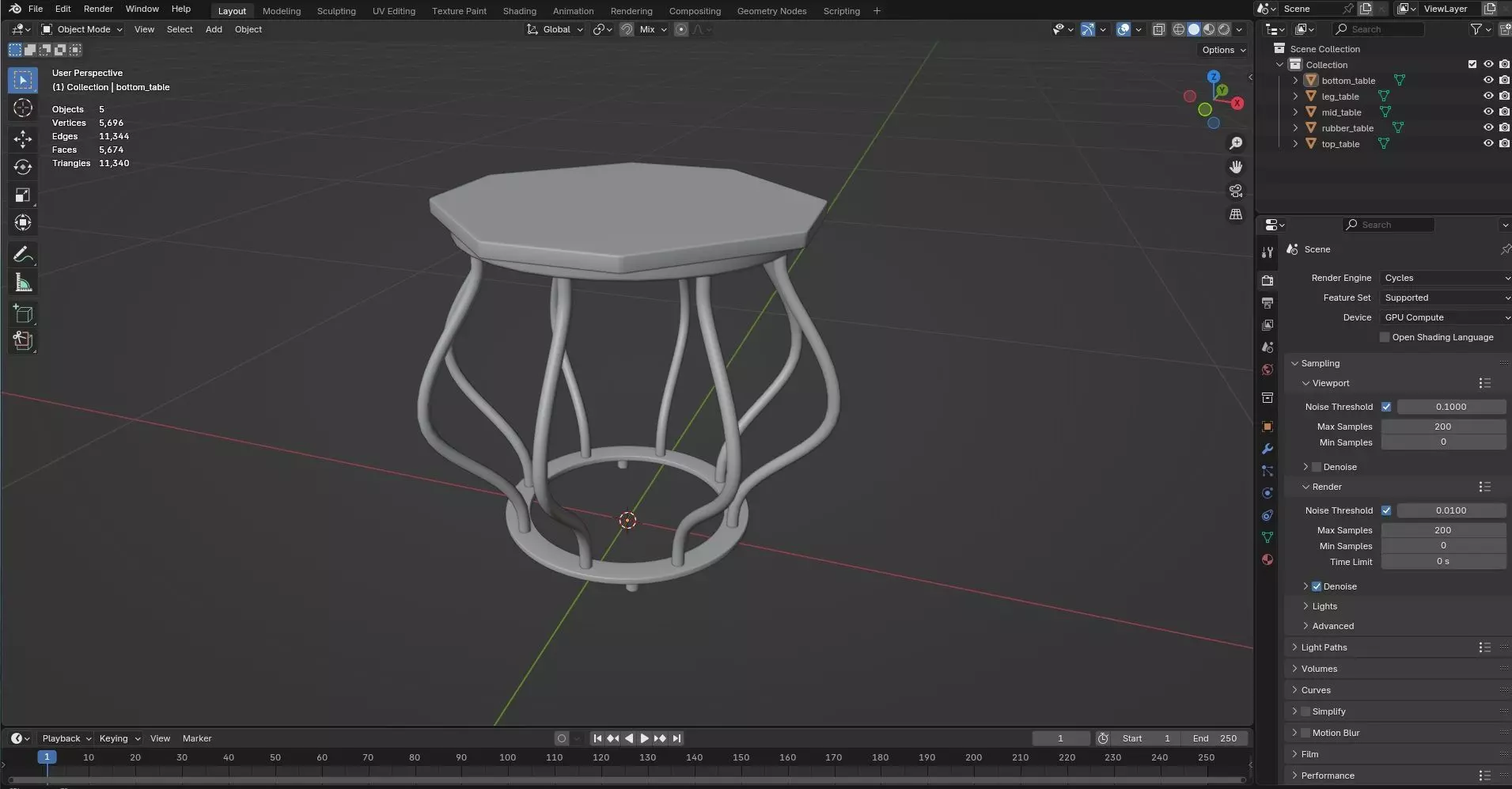 Octagon Table CG64 3D model_7