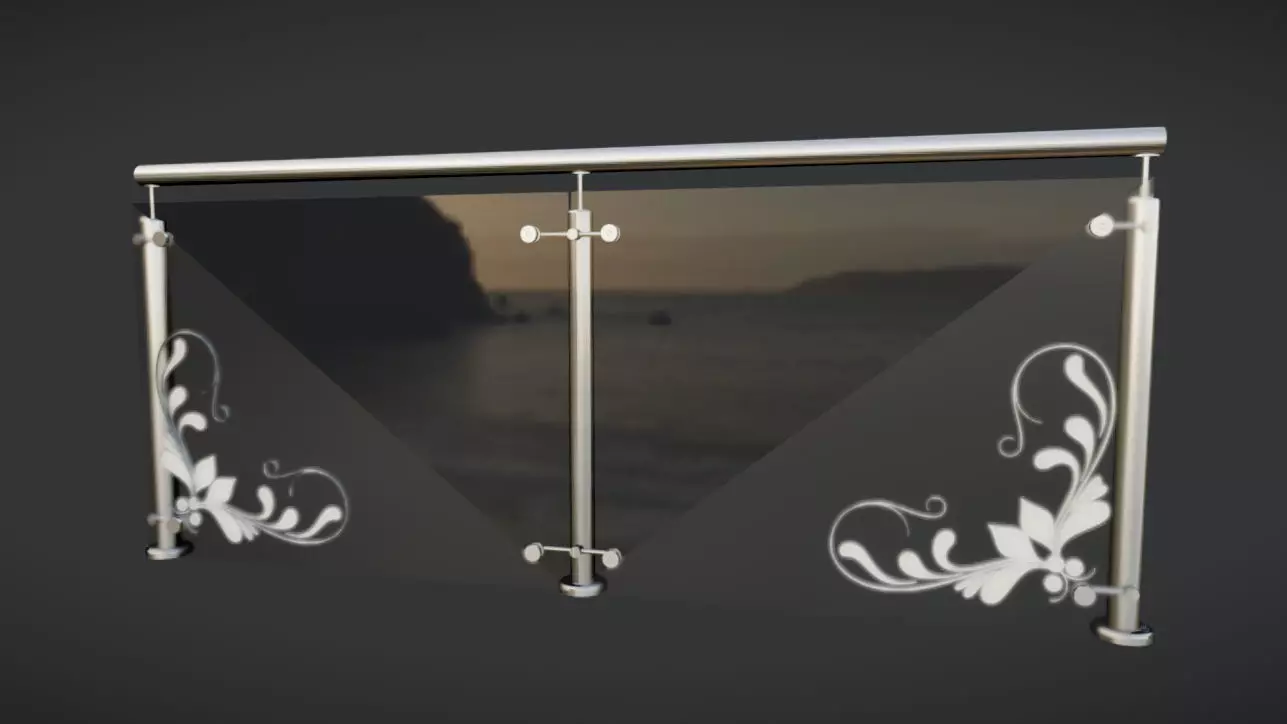 Glass Balcony Stylish 3D model_0