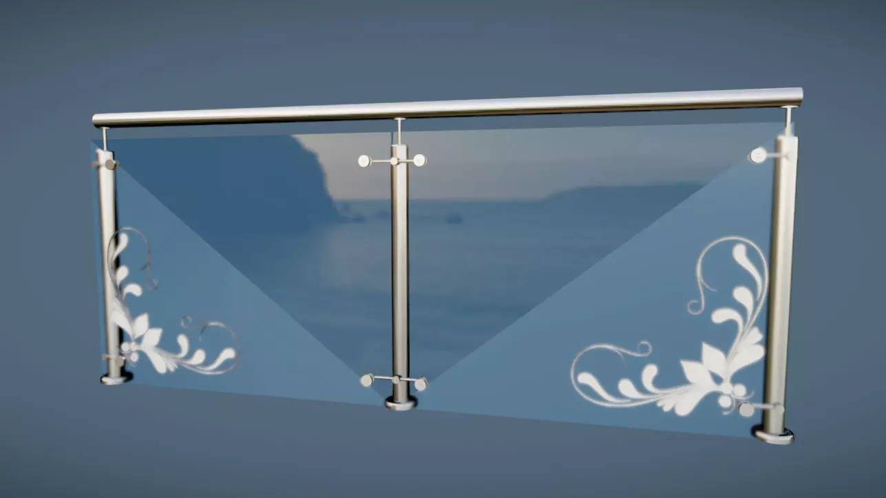 Glass Balcony Stylish 3D model_1