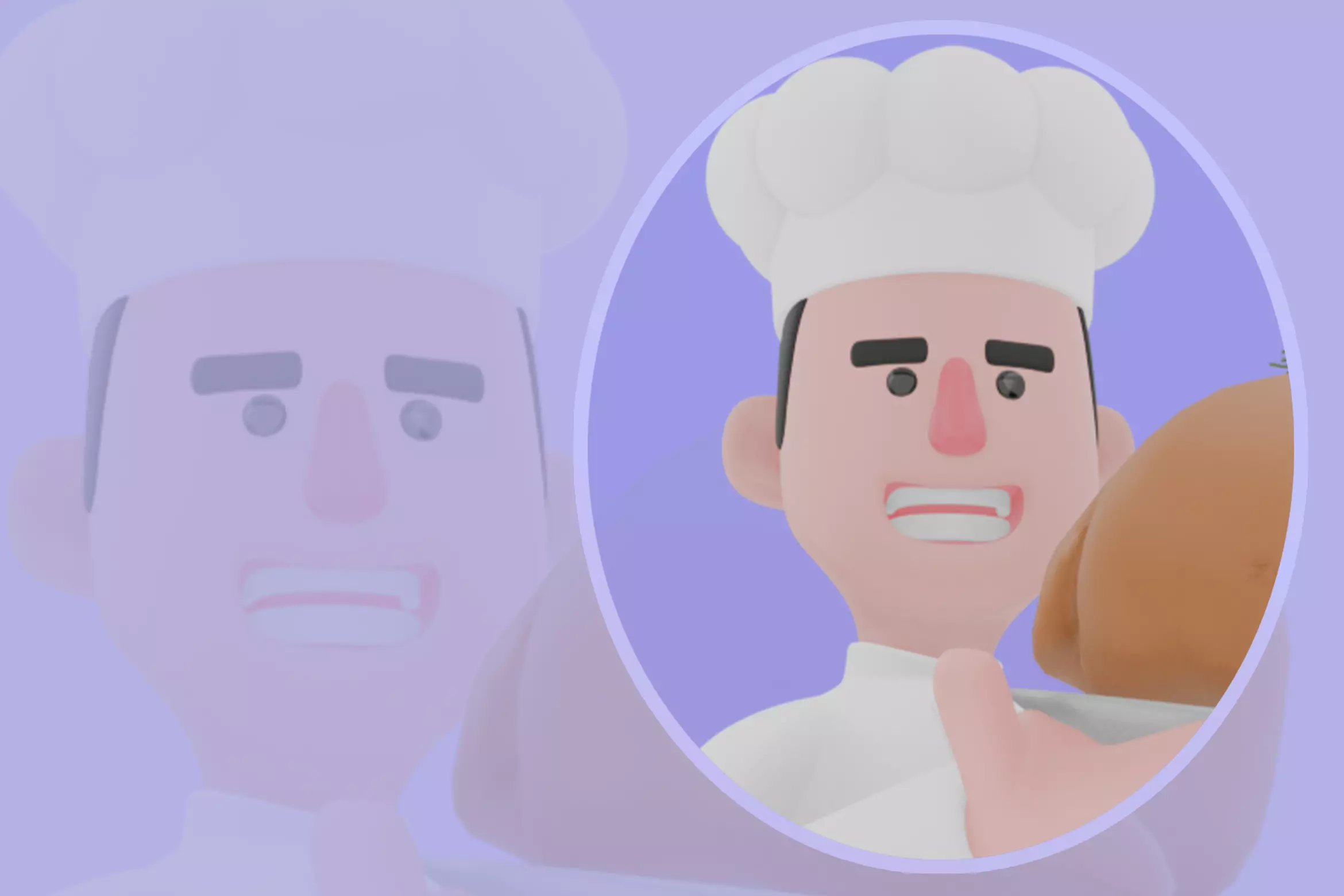Stylized 3D Male Chef Character - Cook Carrying Roast Chicken 3D model