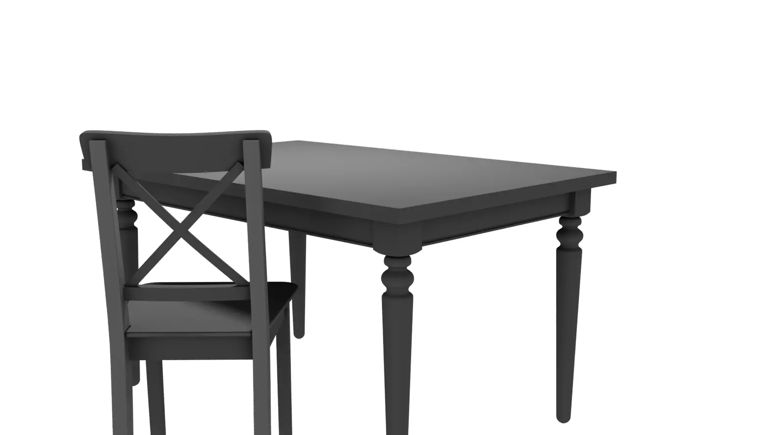 IKEA INGATORP Dining Table and Chair   Free low-poly 3D model_2
