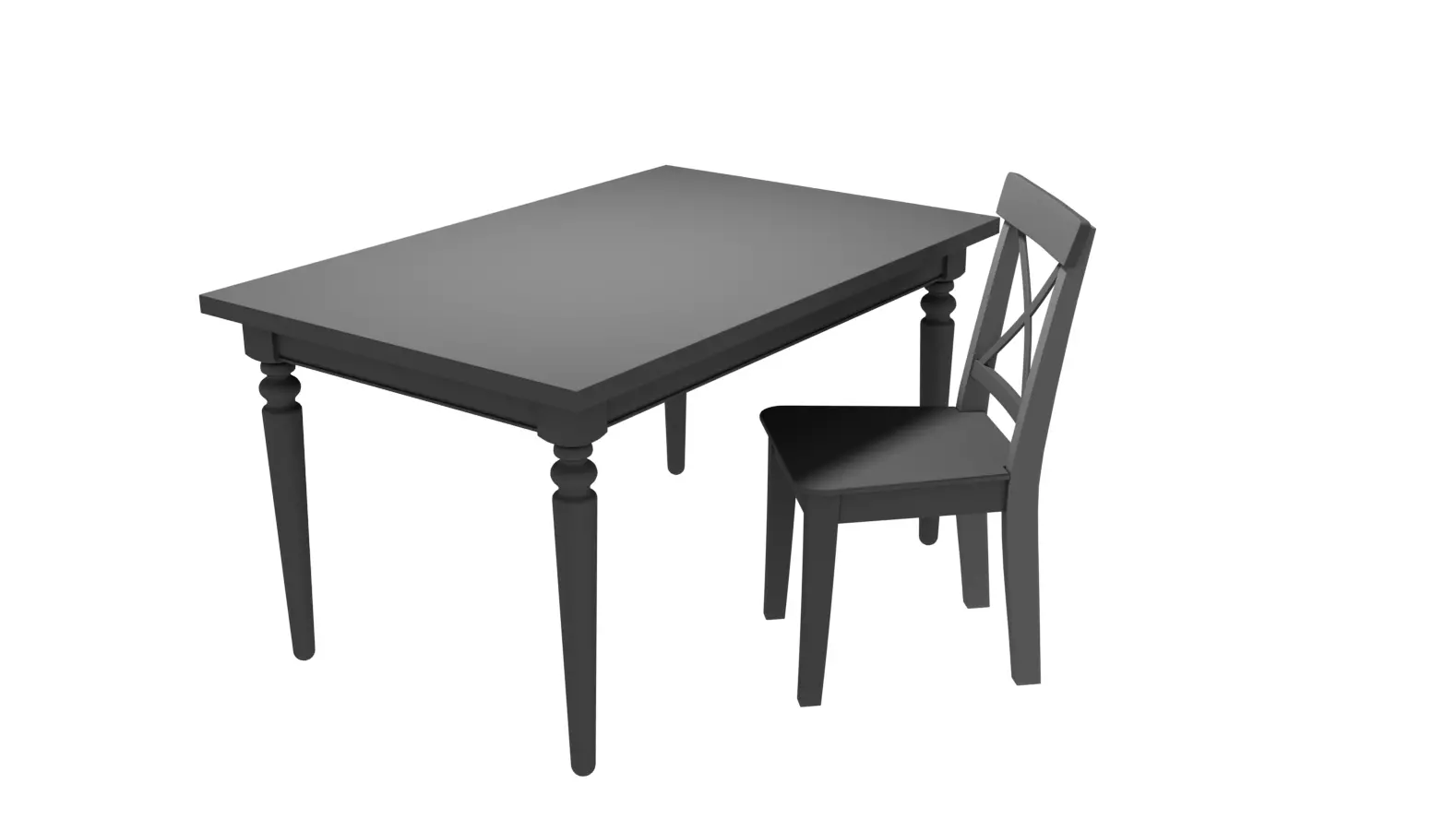 IKEA INGATORP Dining Table and Chair   Free low-poly 3D model_0