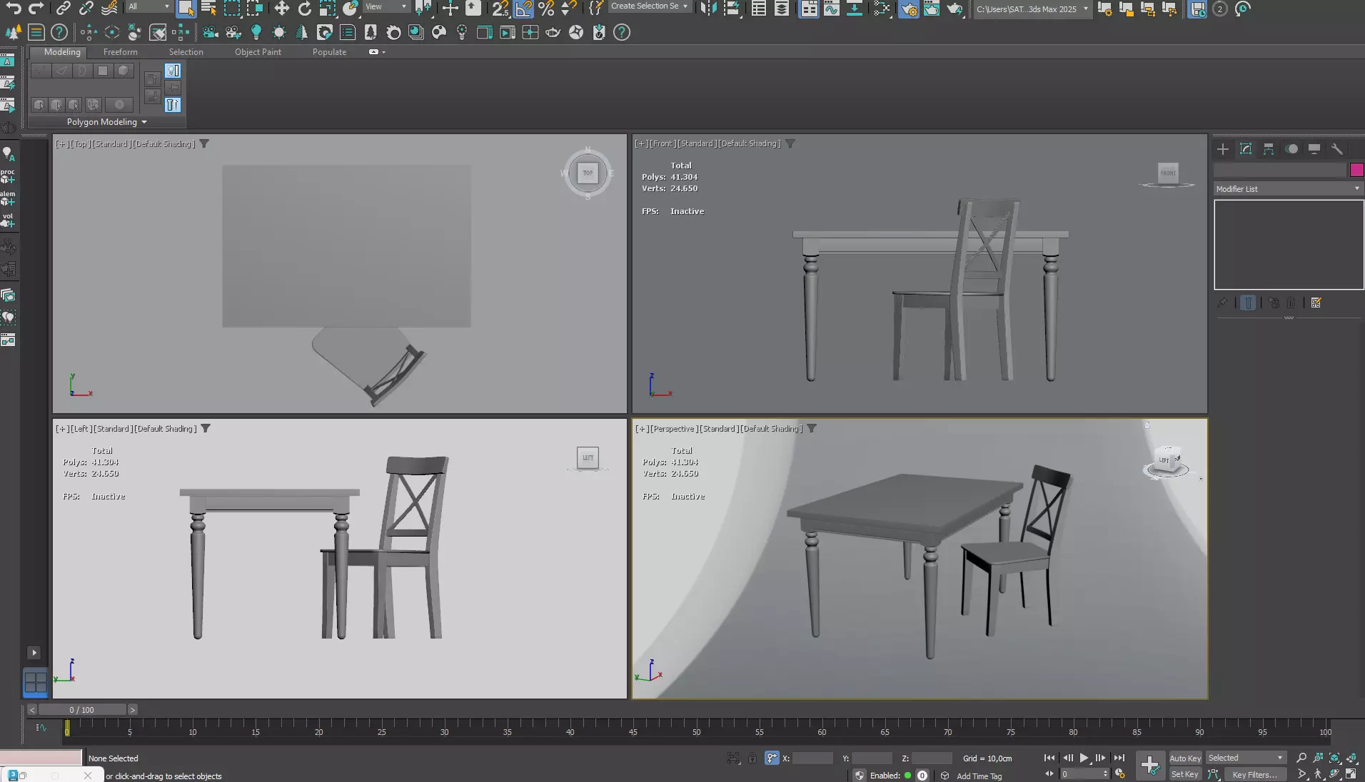 IKEA INGATORP Dining Table and Chair   Free low-poly 3D model_5