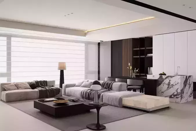 The Italian - style living and dining room 