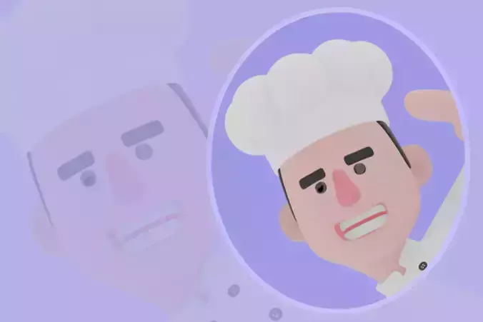 Stylized 3D Male Chef Character - Cook Dancing Acrobat Pose