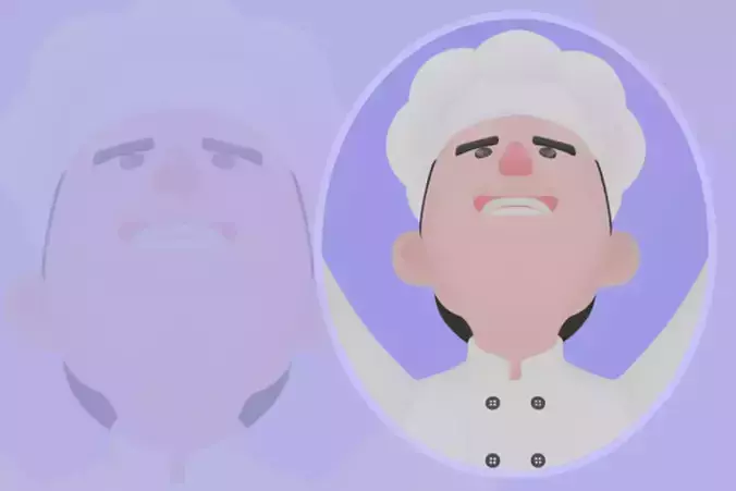 Stylized 3D Male Chef Character - Cartoon Cook Jumping with Joy