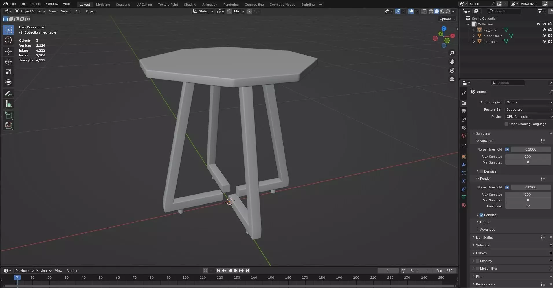 Octagon Table CG69 3D model_7