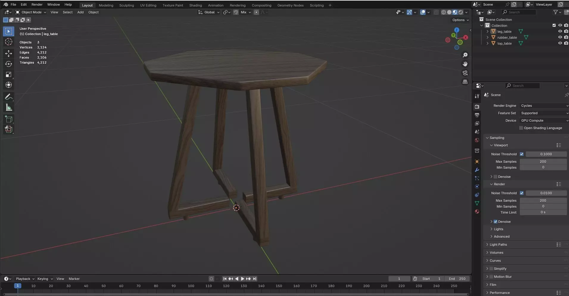 Octagon Table CG69 3D model_8