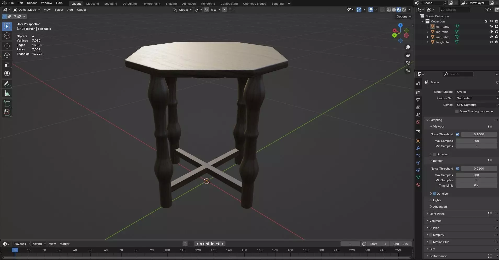 Octagon Table CG70 3D model_8