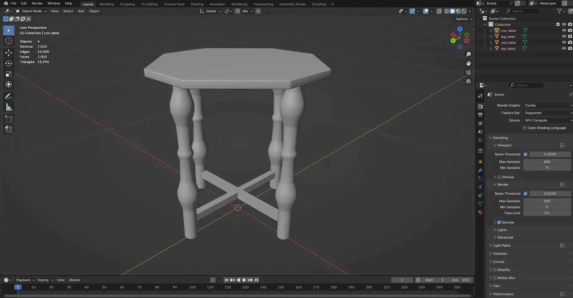 Octagon Table CG70 3D model_7