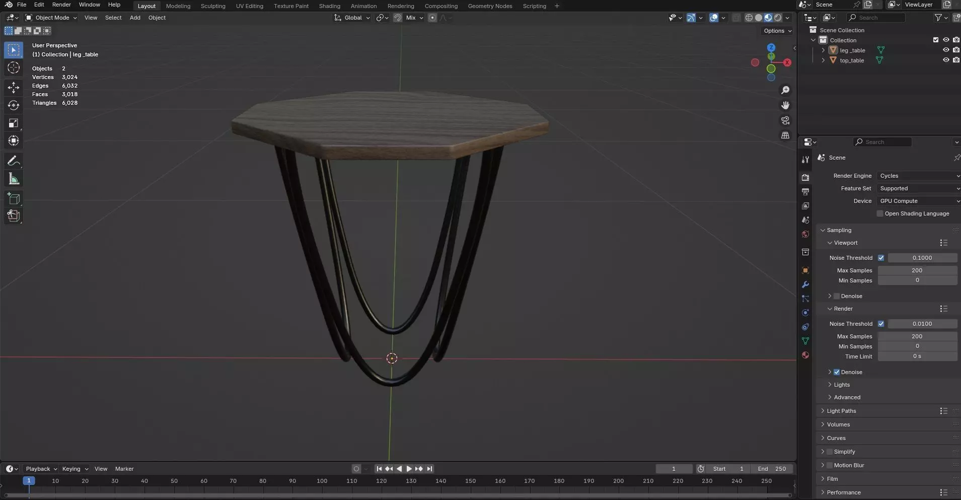 Octagon Table CG72 3D model_8