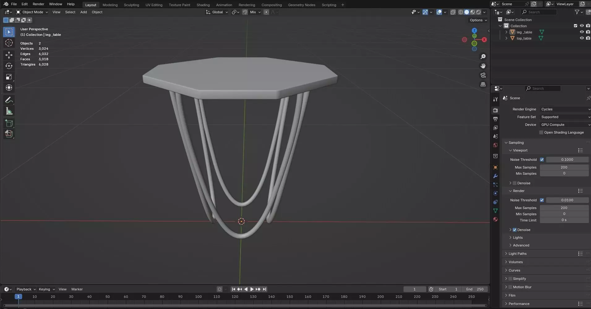 Octagon Table CG72 3D model_7