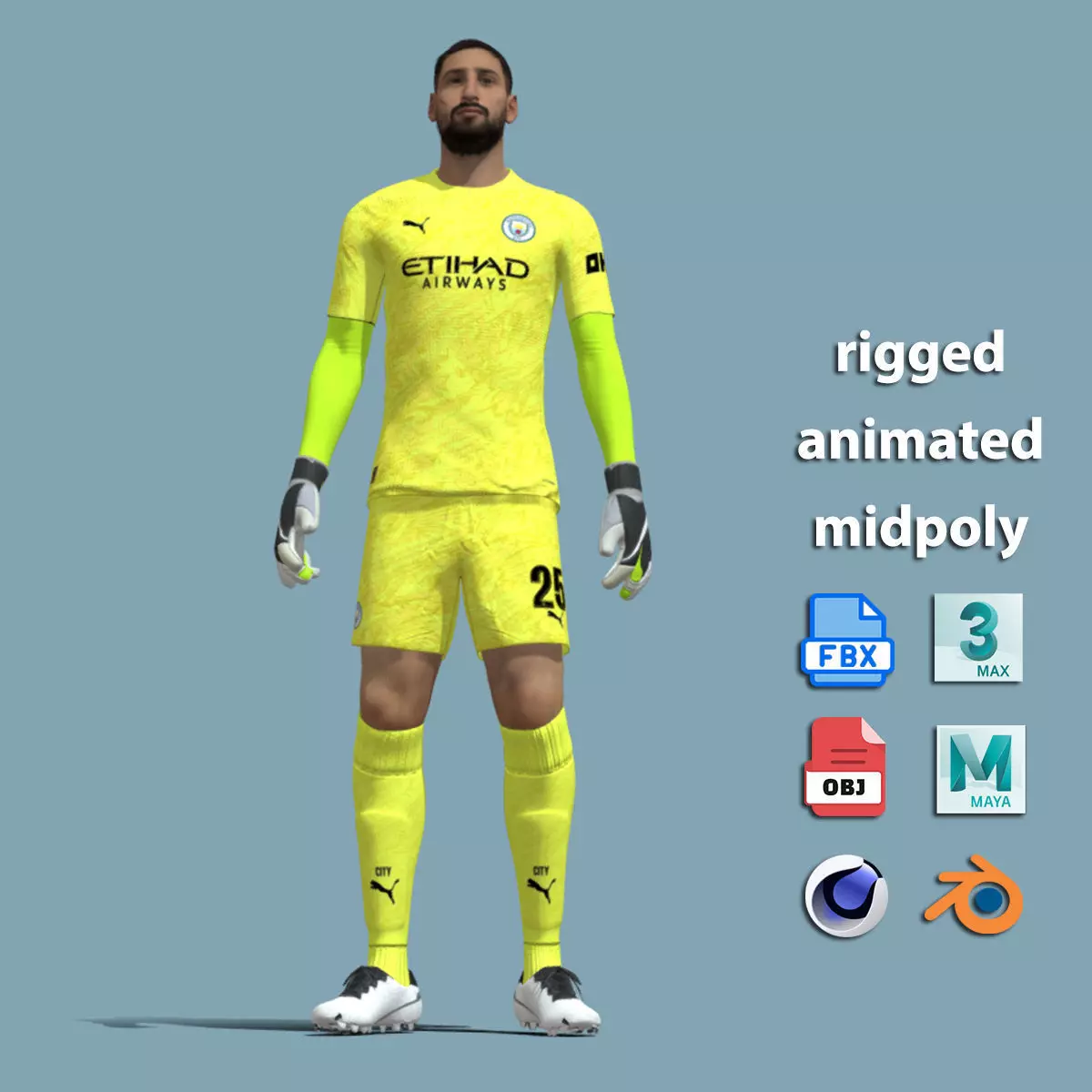 3D Rigged Donnarumma Man City 2025 3D model_2