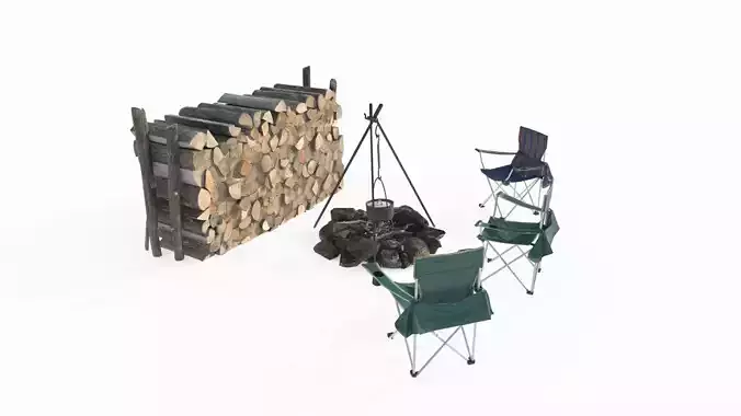 Small scene bonfire chair 3D model