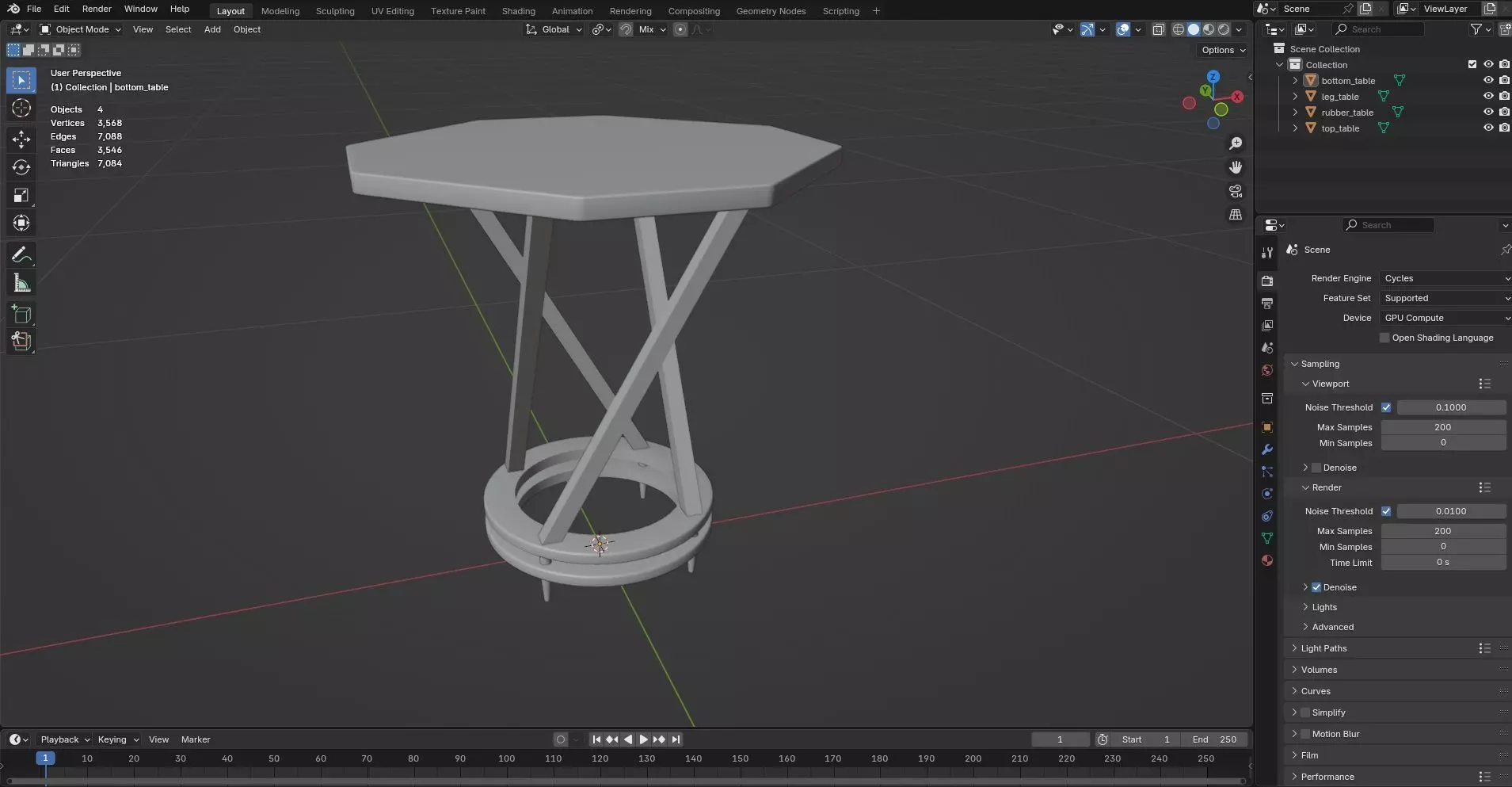 Octagon Table CG73 3D model_7