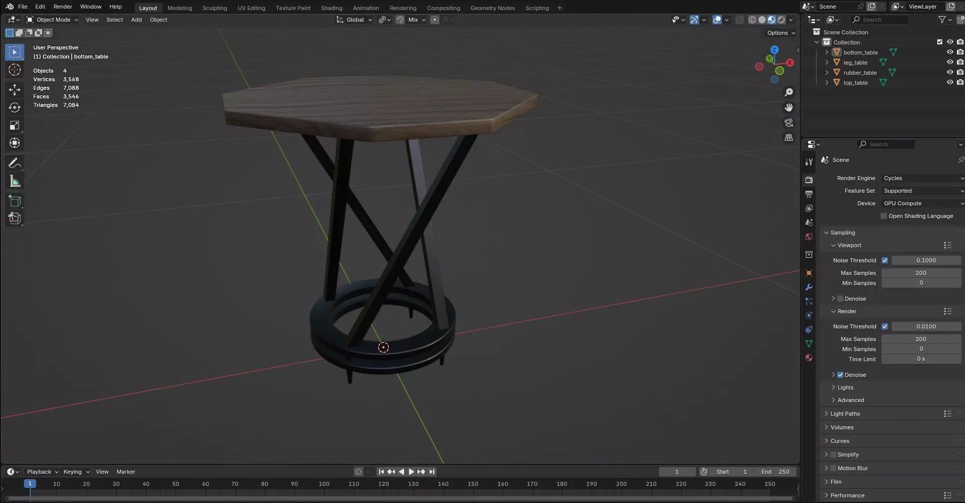 Octagon Table CG73 3D model_8