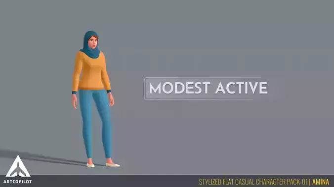 Stylized Flat Casual Character Pack-01 - AMINA