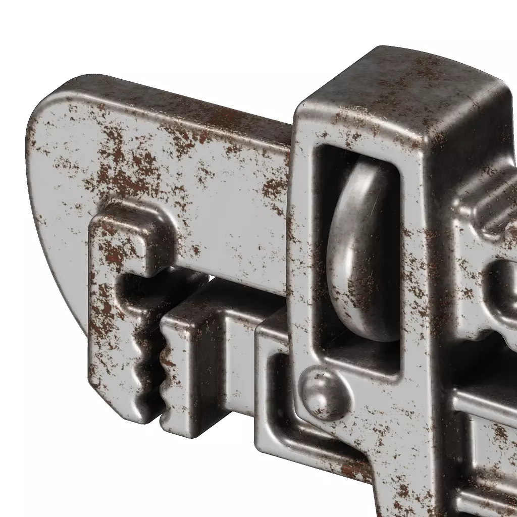 Rusty Iron Pipe Wrench 3D model_3