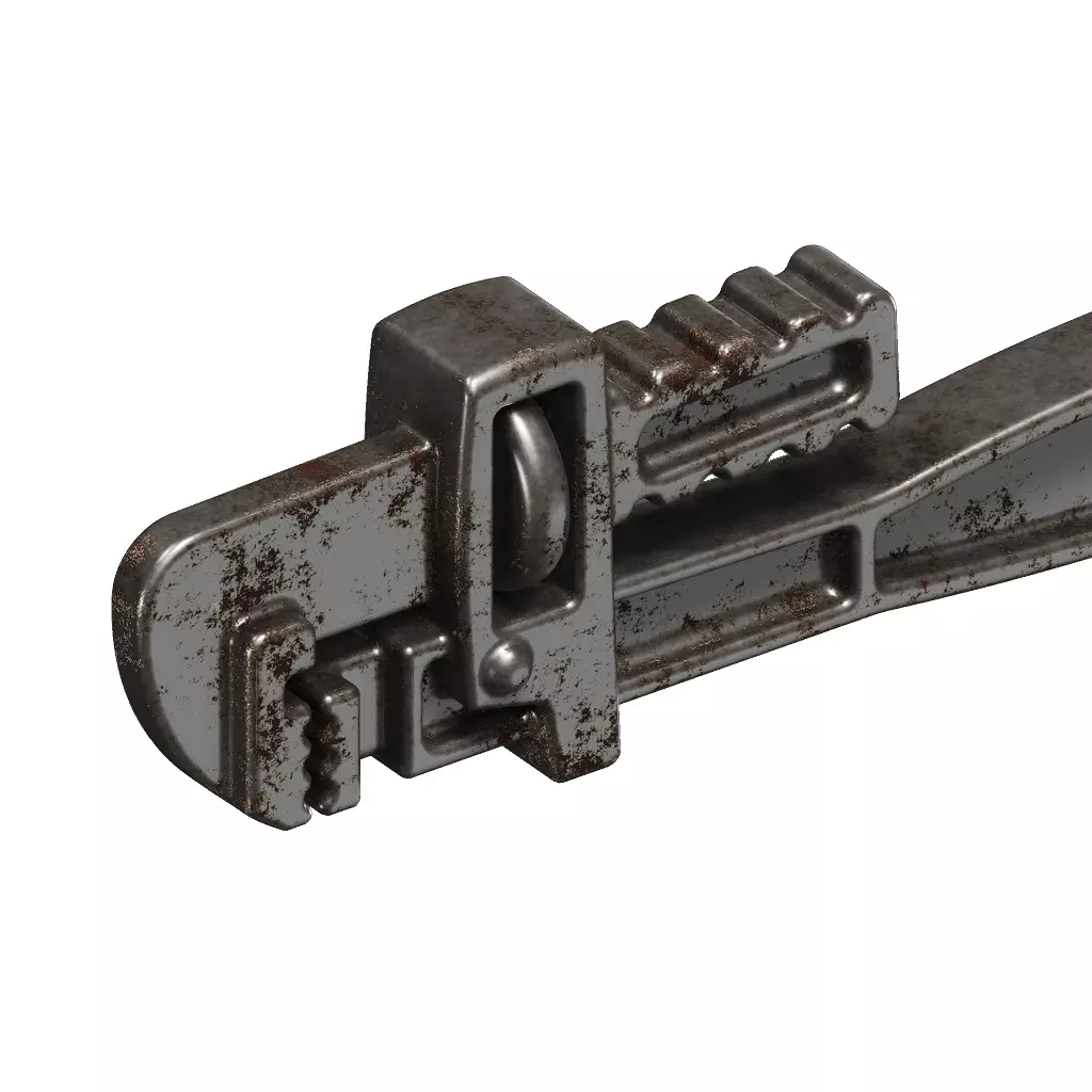 Rusty Iron Pipe Wrench 3D model_1