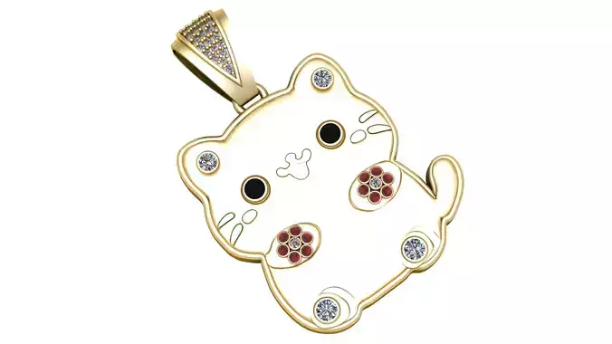 Cute Cat Pendant 3D Printable Model 