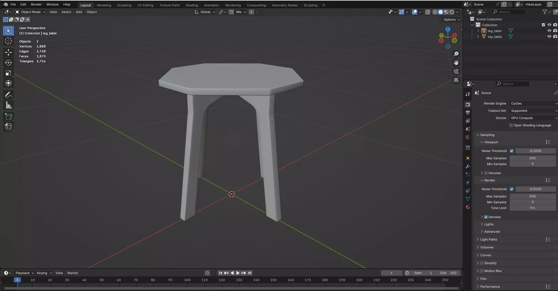 Octagon Table CG75 3D model_7