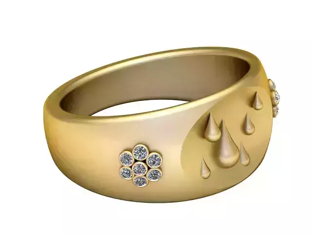 3D Printable Golden Ring with Teardrop