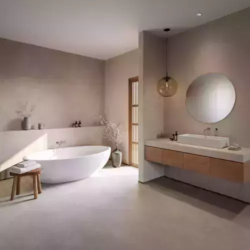 Japandi modern bathroom 3D scene 3D model